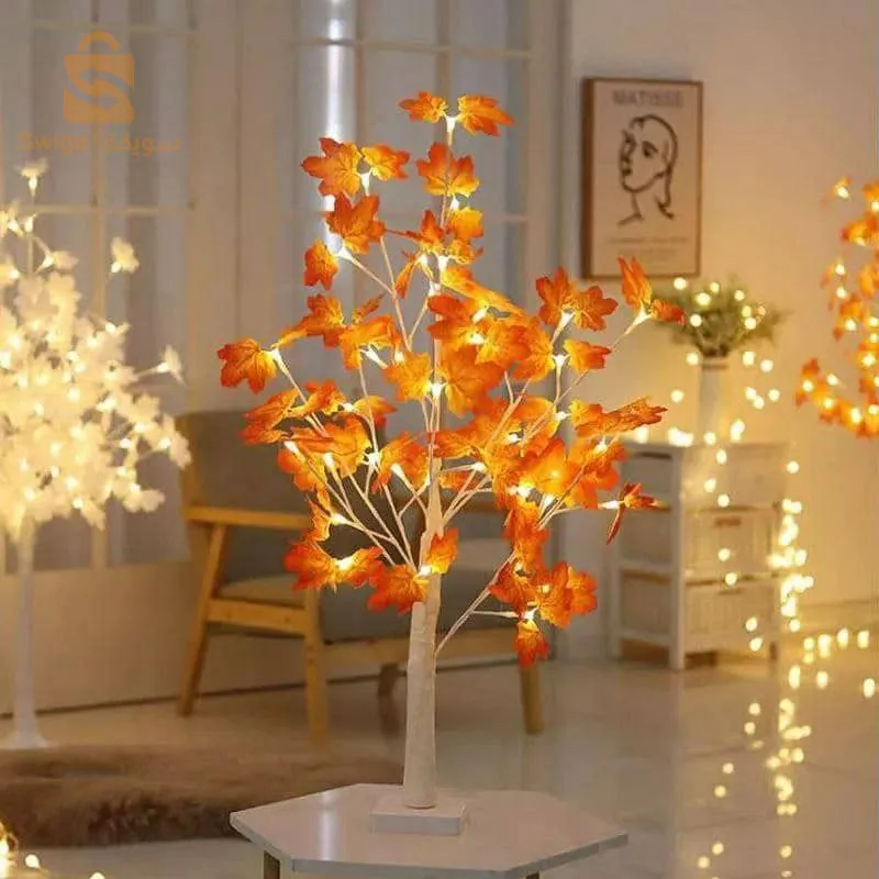 ضوء ليلي على شكل شجرة القيقب مزخرف بمنفذ USB 24 LED$👍