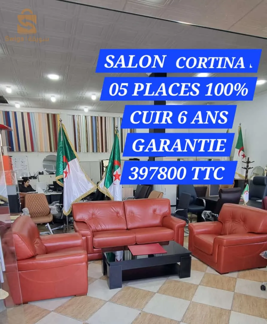 Salon CORTINA 5 Places Italien
En véritable cuir
Garantie 6 ans