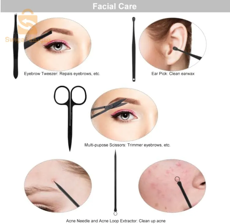 Kit de 15 pcs manucure et pédicure professionnel en acier inoxydable - مجموعة من 15 قطعة من مانيكير وباديكير احترافي من الفولاذ المقاوم للصدأ$👍