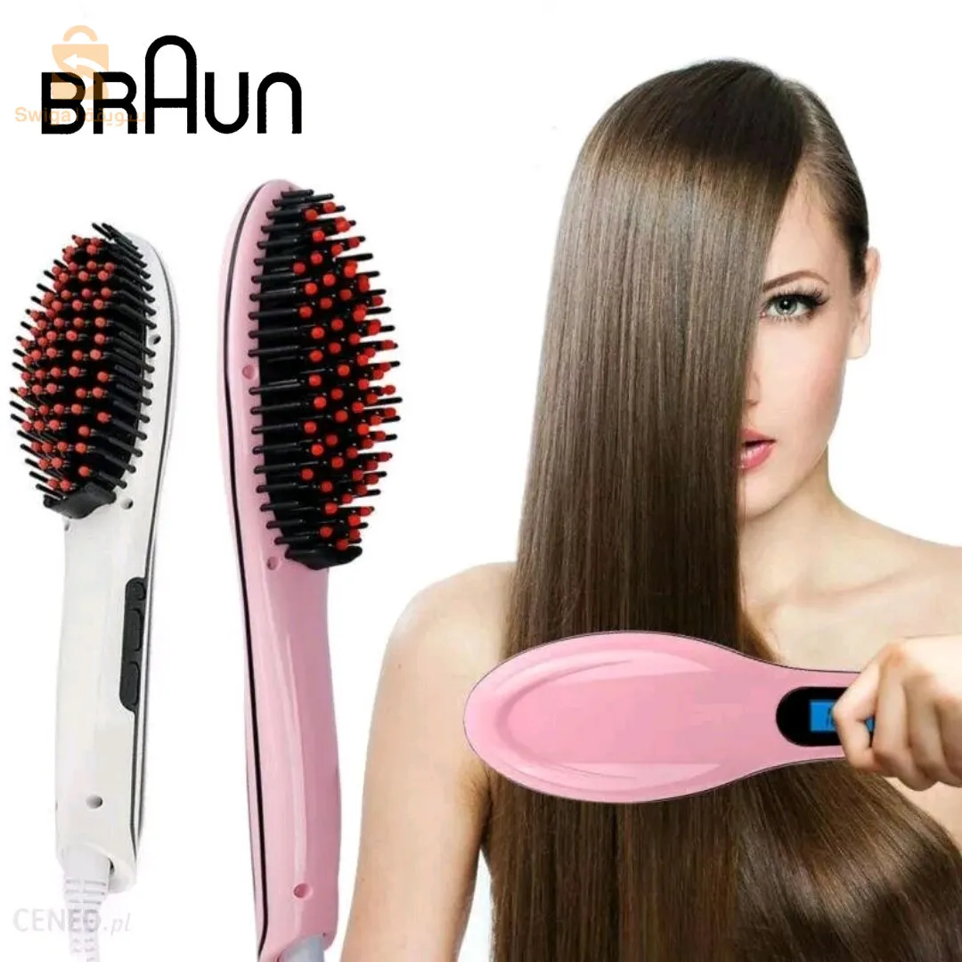 فرشاة شعر براون سيراميك مع تسخين رقمي LCD$👍