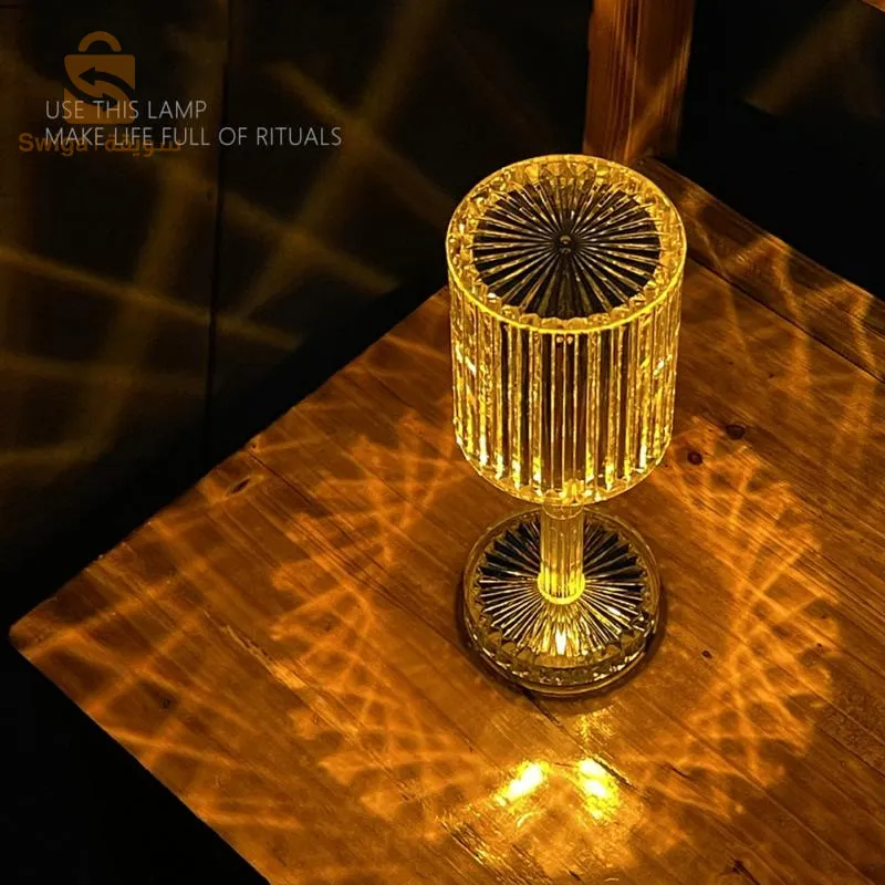 ضوء ليلي كريستالي مع جهاز تحكم عن بعد يعمل باللمس USB$👍