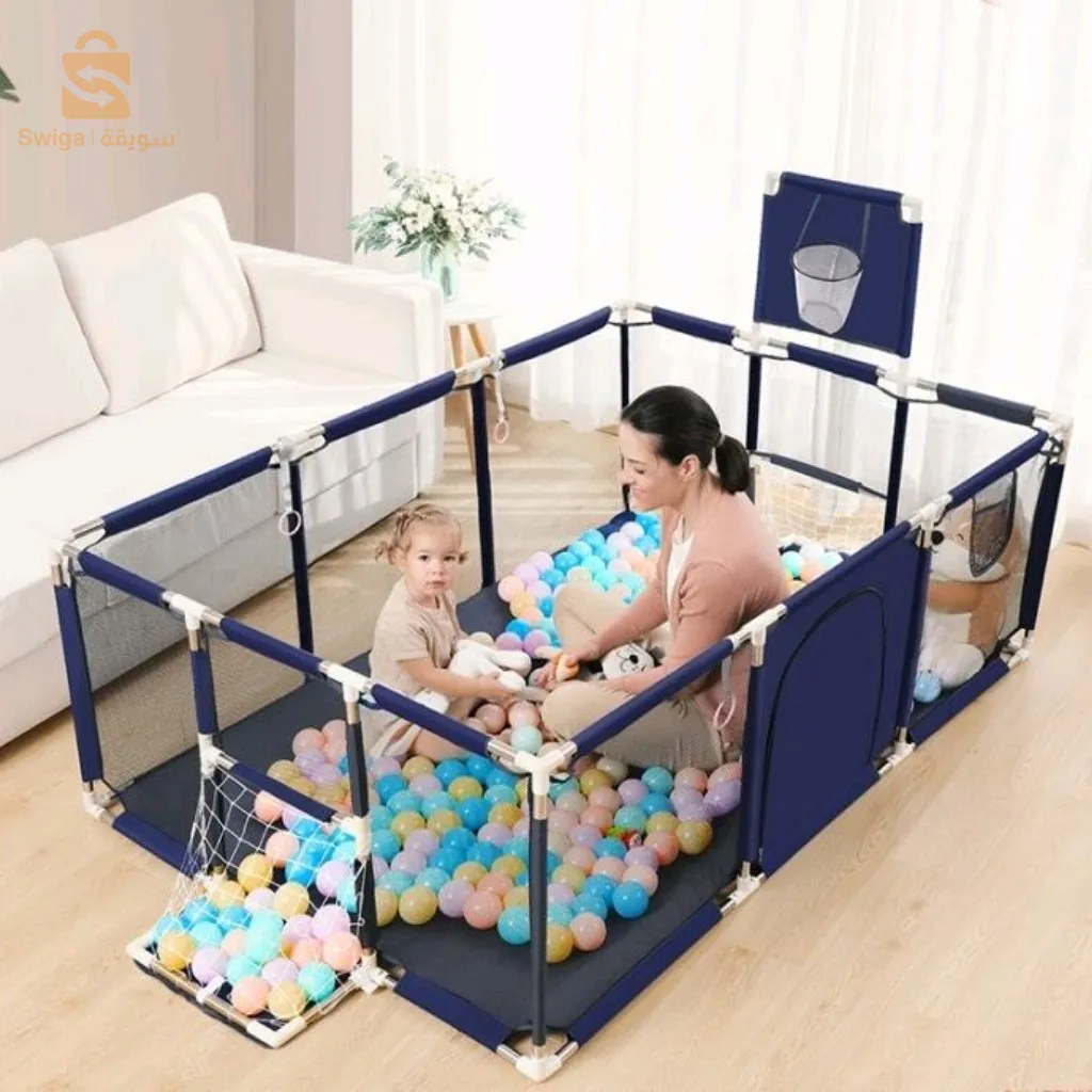 🥰Parc de jeu geant , barriére de sécurité pour enfants avec filet basketball et 200 Balles د