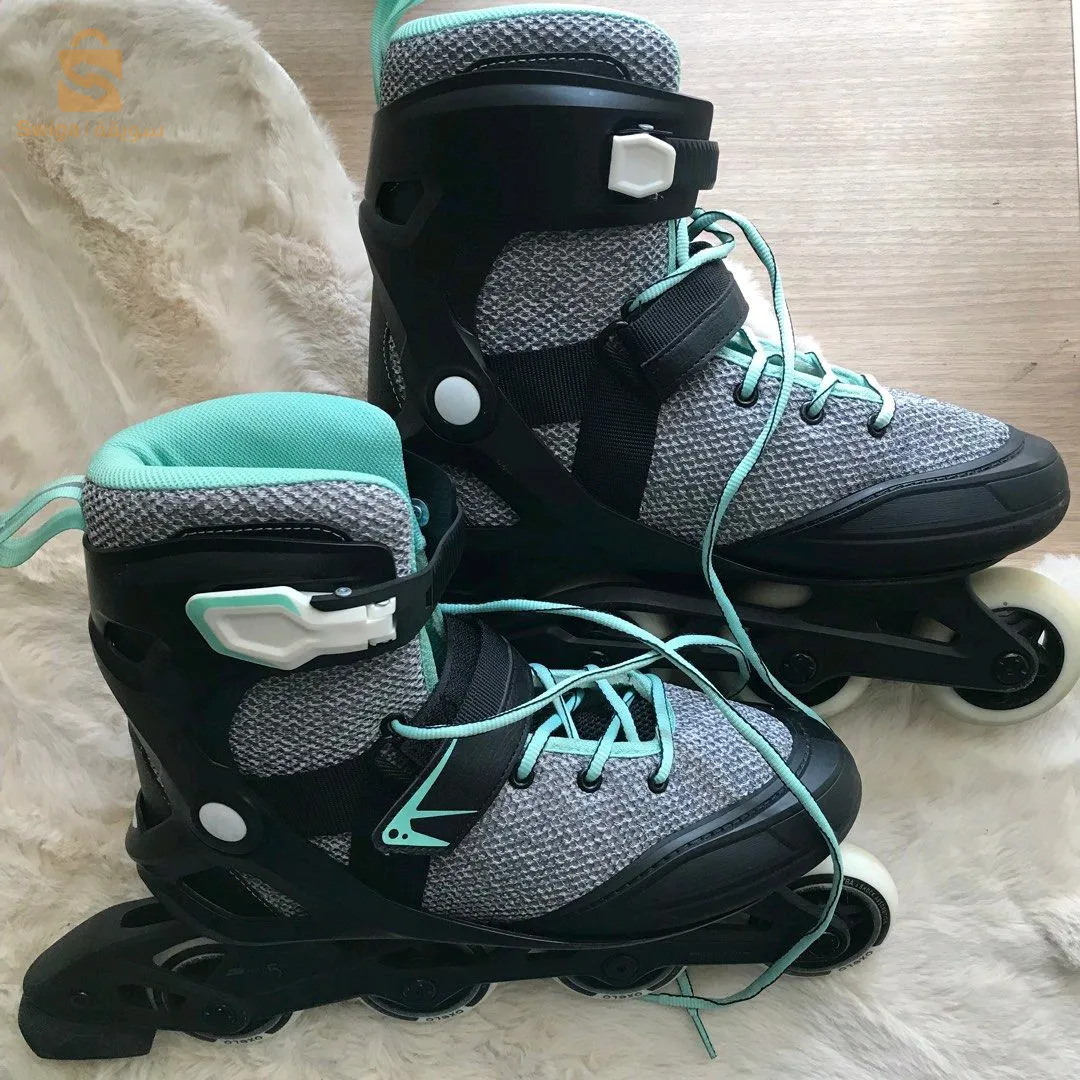 Decathlon Oxelo FIT100 Inline Fitness Women Roller Skate 76mm 80A، Pale Gray