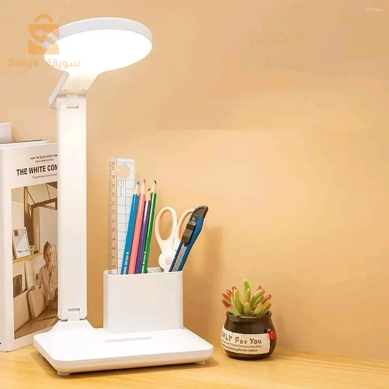 مصباح طاولة LED قابل للطي لحماية العين مع حامل قلم قابل لإعادة الشحن عبر USB$👍