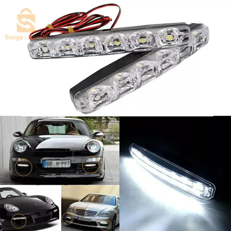 قطعتان من مصابيح النهار للسيارة العالمية 10 مصابيح LED DRL مصابيح الضباب فائقة السطوع تيار مستمر 12 فولت$👍