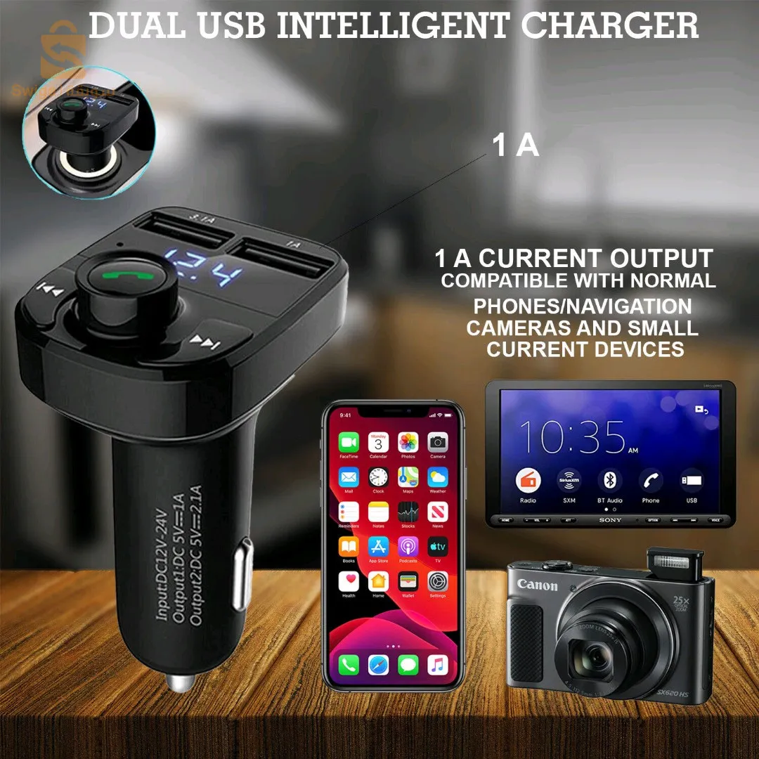 سيارة X8 سماعة لاسلكية تعمل بالبلوتوث FM الارسال عدة USB شاحن سريع محول مشغل Mp3$👍