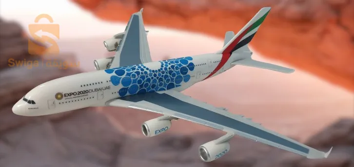 طائرة الاماراتية للديكور في المنزل أو مكاتب السياحة ايرباص A380 expo dubai 2020