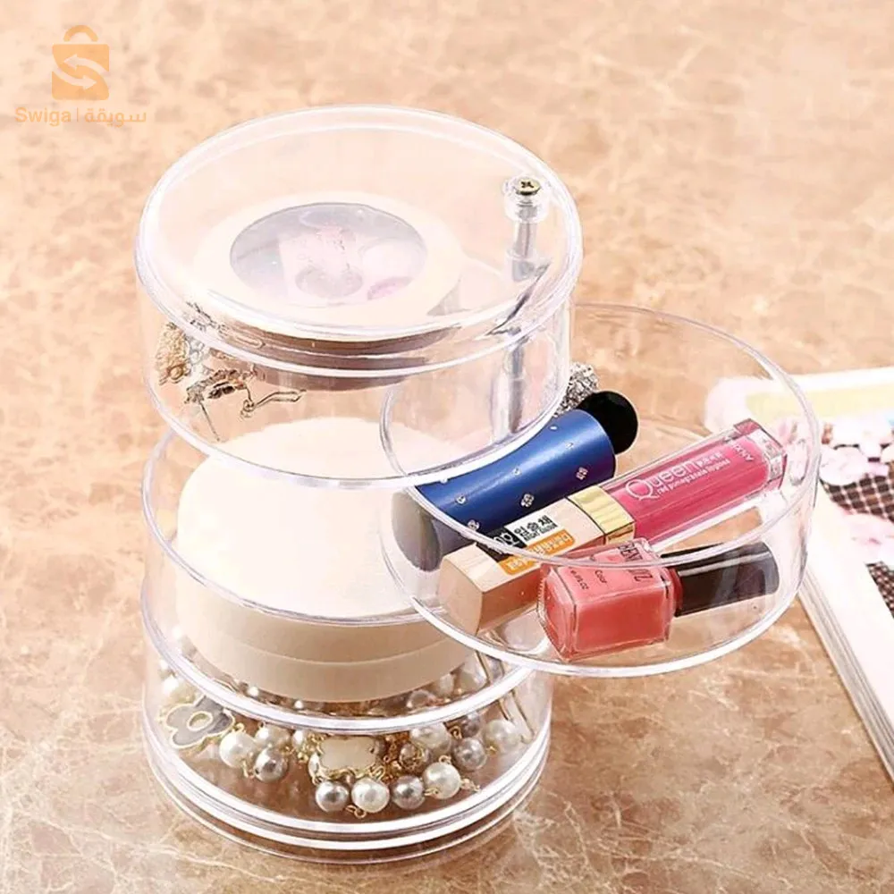 Organisateur de maquillage rotatif à 360 degrés en cristal acrylique