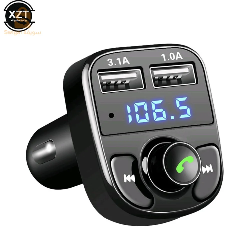 سيارة X8 سماعة لاسلكية تعمل بالبلوتوث FM الارسال عدة USB شاحن سريع محول مشغل Mp3$👍
