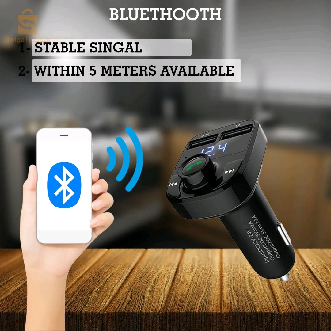 سيارة X8 سماعة لاسلكية تعمل بالبلوتوث FM الارسال عدة USB شاحن سريع محول مشغل Mp3$👍