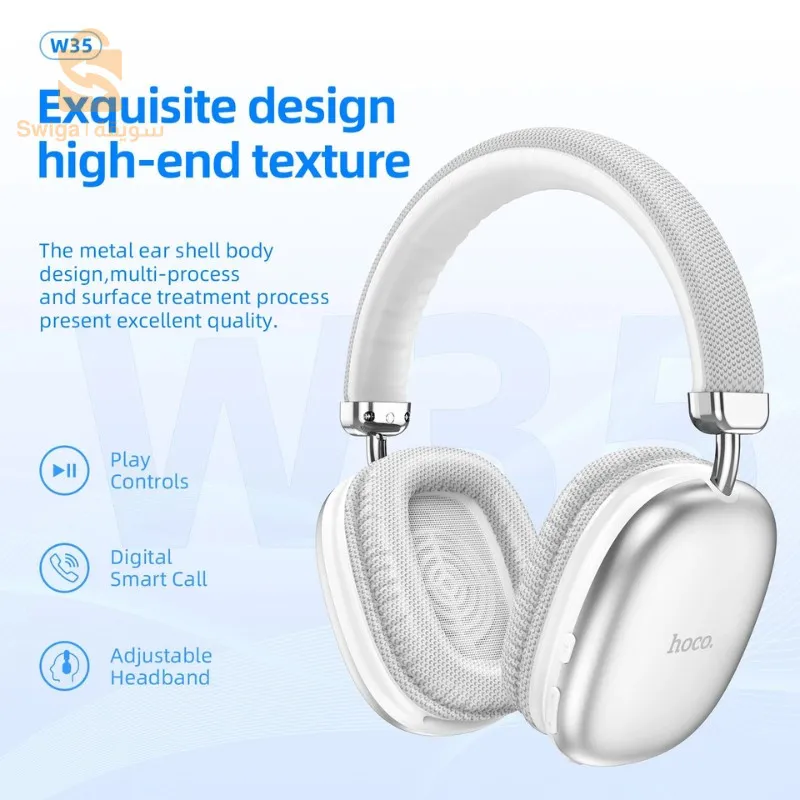 HOCO HiFi Audio Wireless Bluetooth 5.3 40MM سماعات رأس موسيقى، ألعاب، رياضة بدون استخدام اليدين مع ميكروفون يدعم بطاقة TF AUX W35$👍