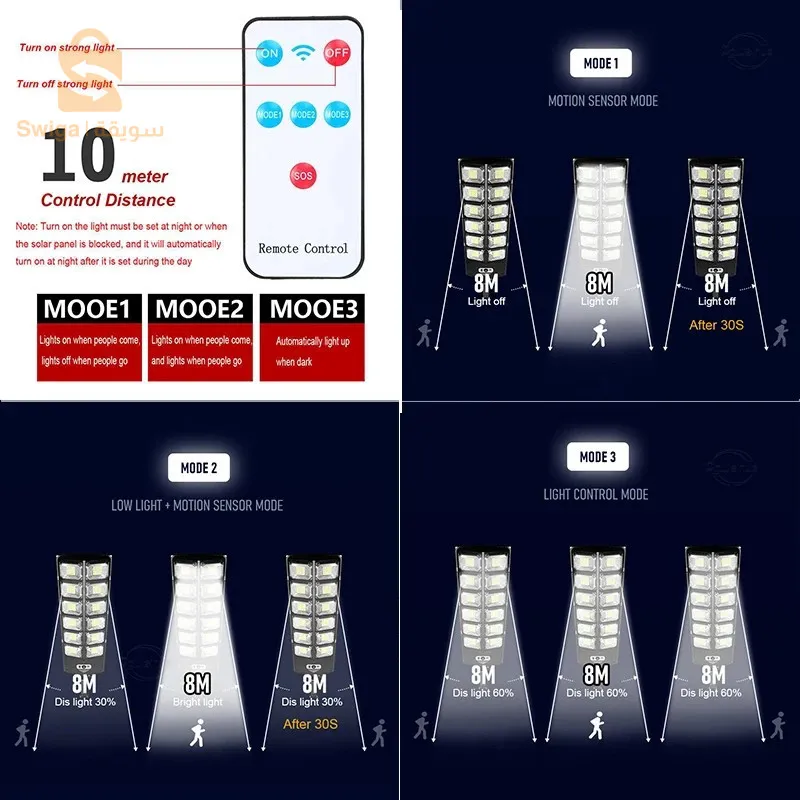 Lampe solaire d'extérieur super lumineuse à LED, étanche, détecteur de mouvement -مصباح جداري مقاوم للماء يعمل بالطاقة الشمسيةمع مستشعر حركة$👍