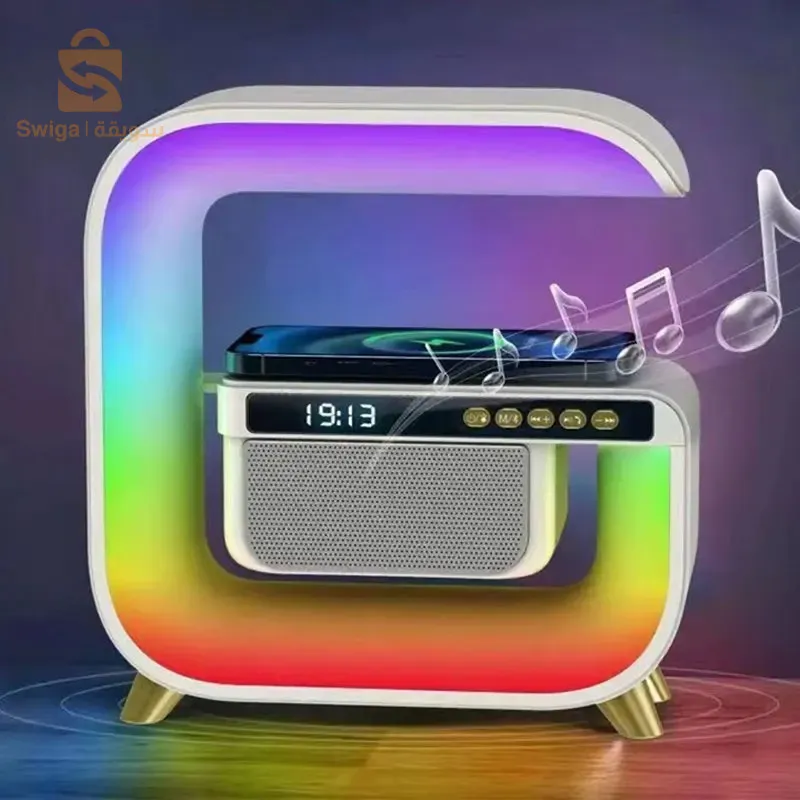 Réveil intelligente RGB type Big G Wireless Charger / Speaker Bluetooth 5.0 - منبه ذكي و شاحن لاسلكي ومكبر صوت بلوتوث$👍