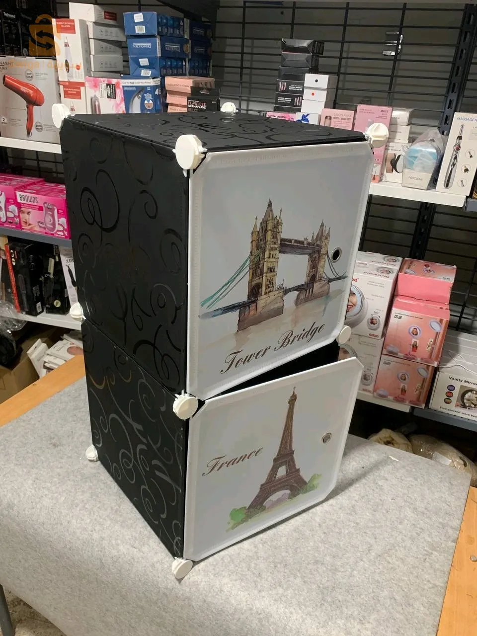 2 باب خزانة طاولة بجانب السرير مقاومة للماء$👍