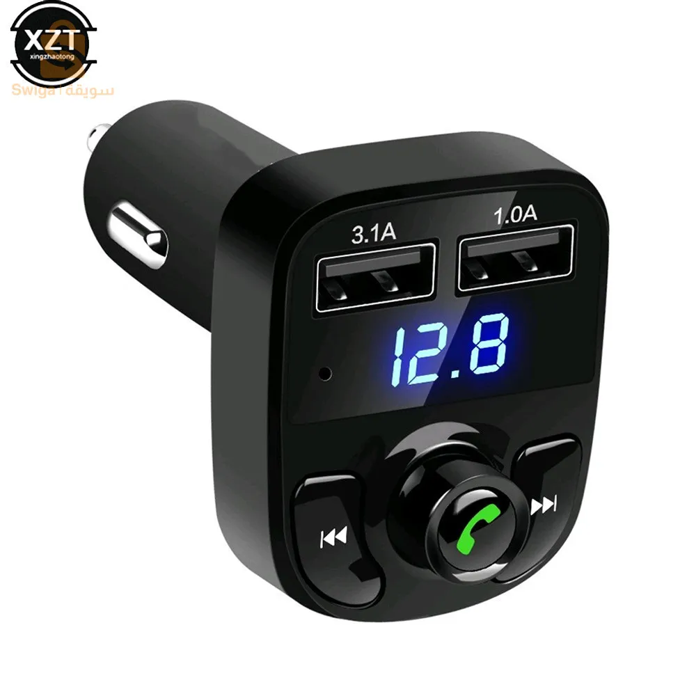 سيارة X8 سماعة لاسلكية تعمل بالبلوتوث FM الارسال عدة USB شاحن سريع محول مشغل Mp3$👍
