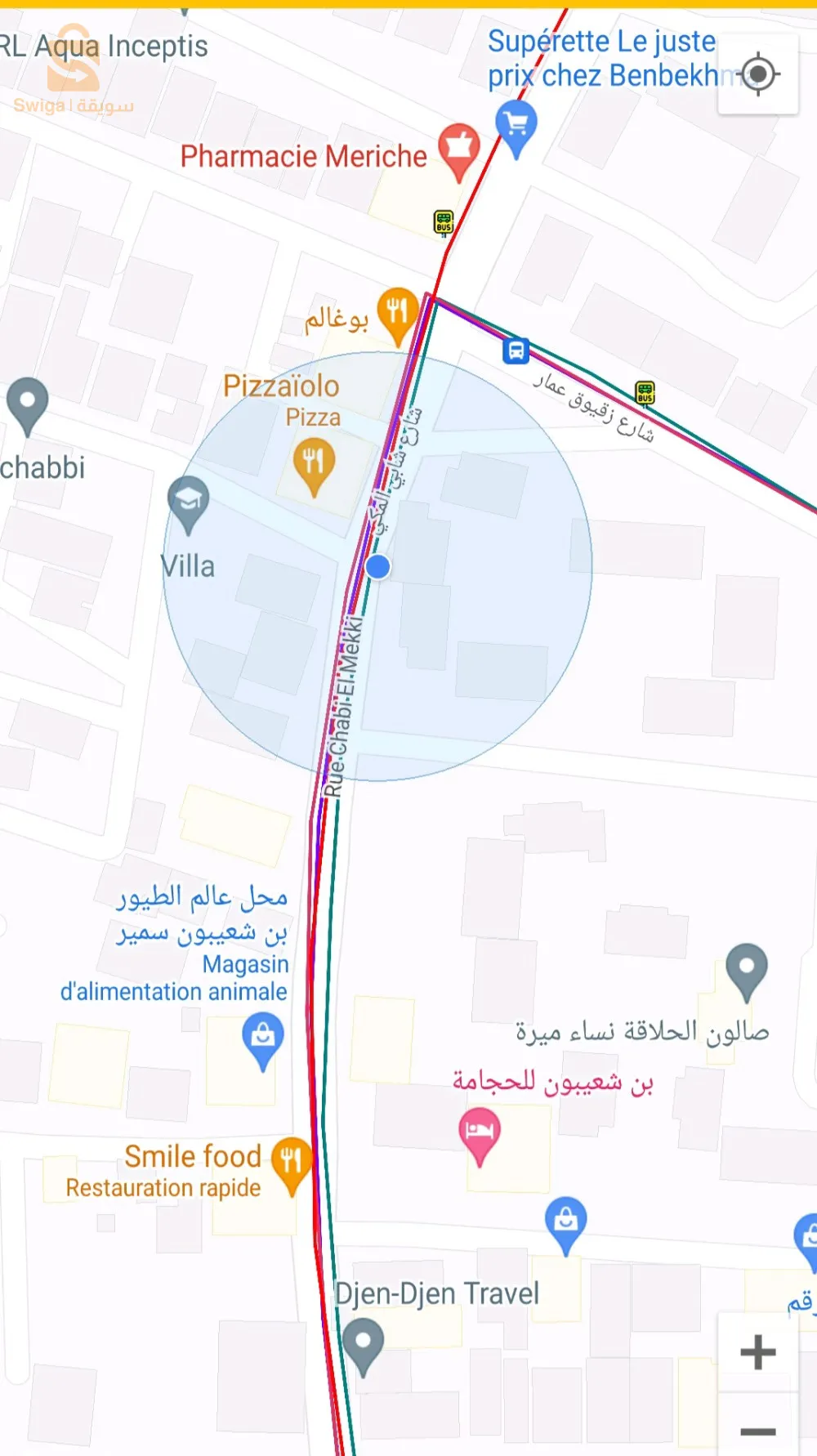 شقة للكراء(نشاط مهني تجاري) f3 بجيجل حي 1000 مسكن (لاستيو، الفيراج) مساحتها 86 م² الطابق الارضي