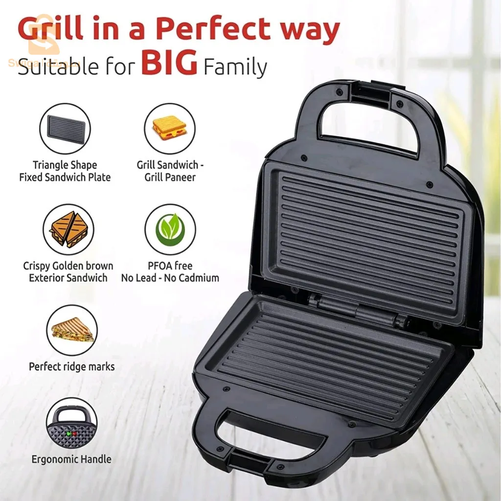 بانيني وشواية بريس 750 وات متعددة الاستخدامات شكل كيس مريح وسهل الاستخدام – صغير الحجم ومحمول$👍