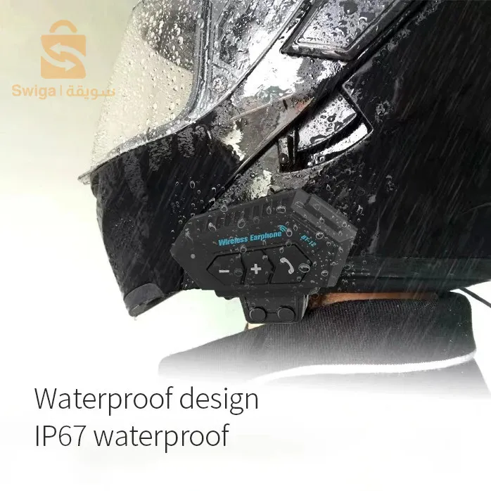 سماعات لاسلكية للدراجات النارية بلوتوث 5.0 مقاومة للماء FM GPS وجهان BT12$👍