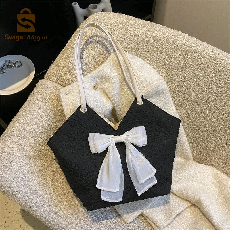 Sac seau avec nœud pour femmes de grande capacité automne 2024