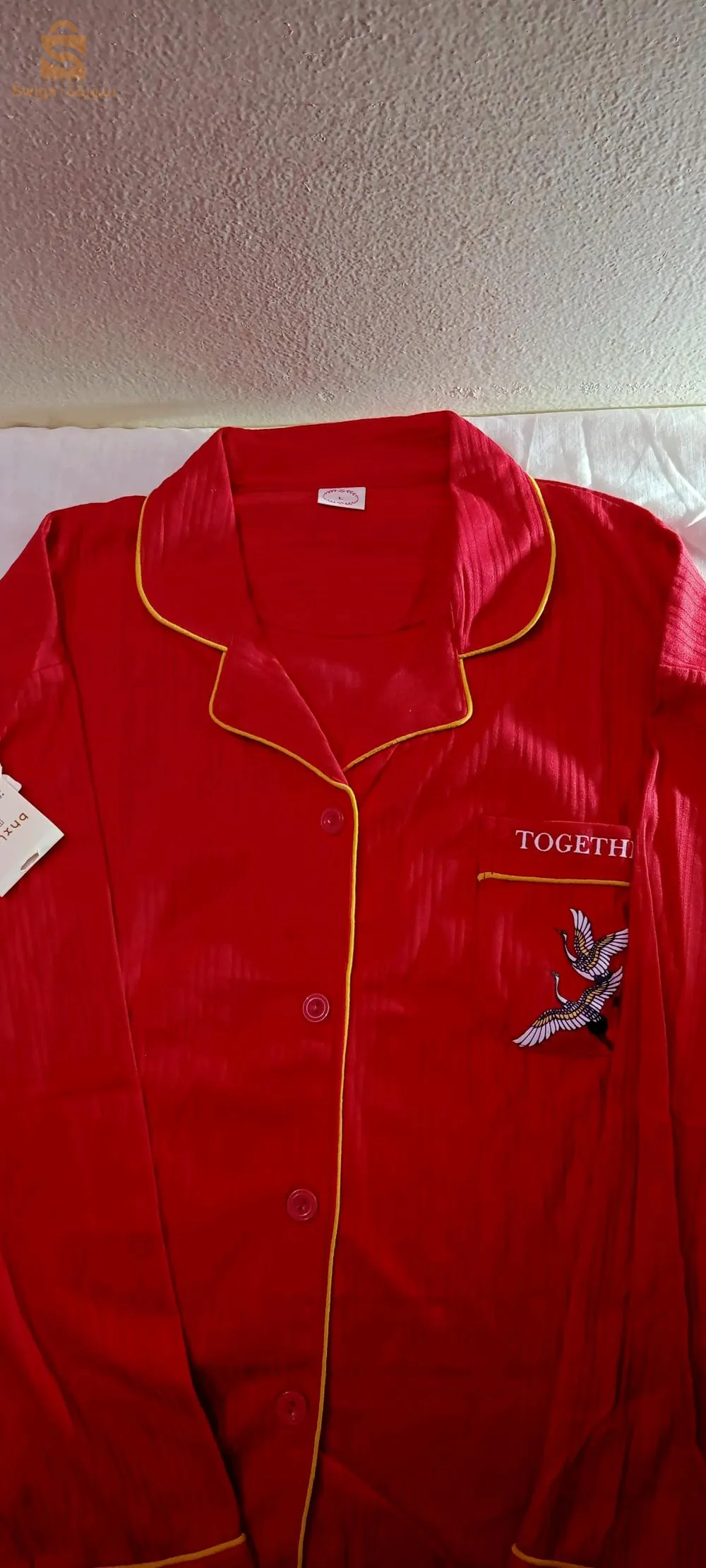 pyjama coton rouge boutonnée