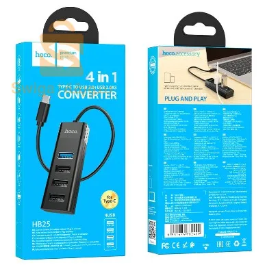 محور من النوع C 4 في 1 "HB25 Easy mix" من النوع C إلى USB3.0+USB2.0*3