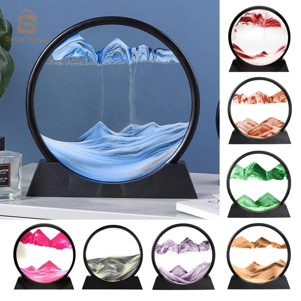 ساعة رملية زجاجية مستديرة ثلاثية الأبعاد مقاس 12 بوصة لديكور المنزل$👍