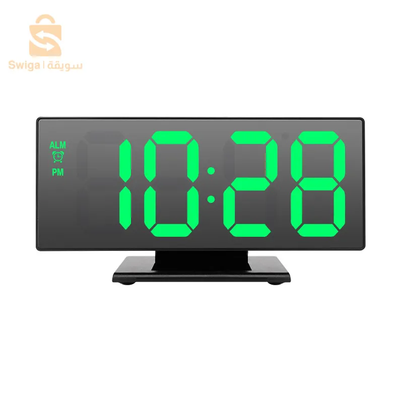 ساعة منبه رقمية بمرآة LED، ساعة إلكترونية DS-3618L$👍