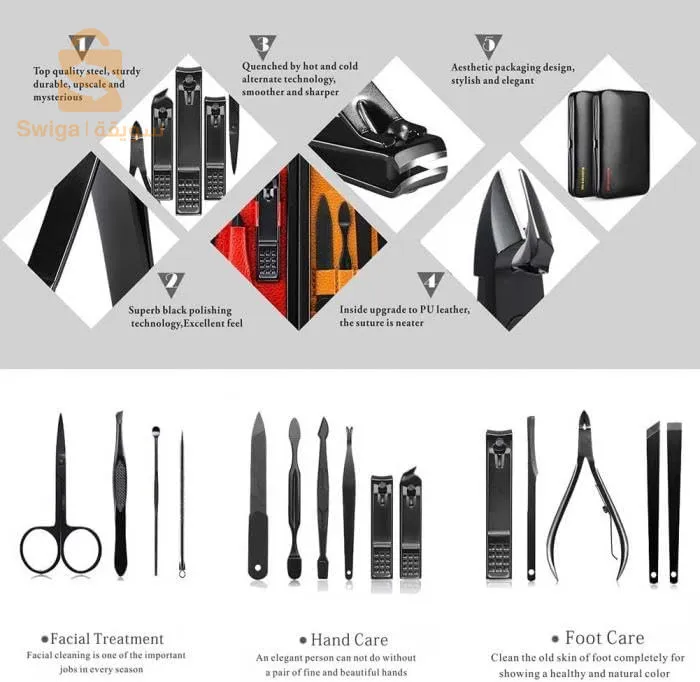 Kit de 15 pcs manucure et pédicure professionnel en acier inoxydable - مجموعة من 15 قطعة من مانيكير وباديكير احترافي من الفولاذ المقاوم للصدأ$👍