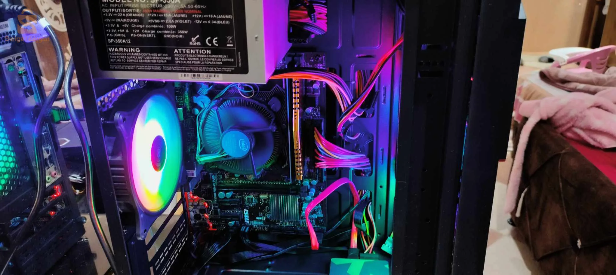 Pc Gamers i3 7100 +16 Go Ram XPG 3200 mhz motherboard h110 msi pro ssd 512  psu 500 w San gpu biote rgb