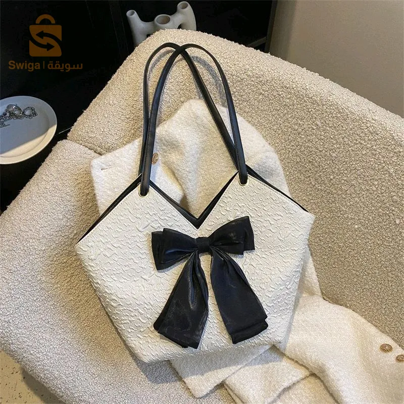 Sac seau avec nœud pour femmes de grande capacité automne 2024