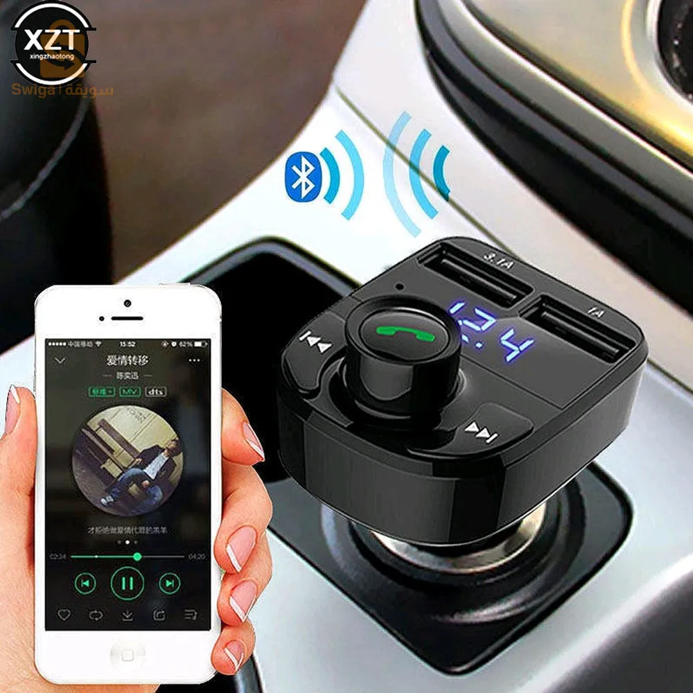 سيارة X8 سماعة لاسلكية تعمل بالبلوتوث FM الارسال عدة USB شاحن سريع محول مشغل Mp3$👍