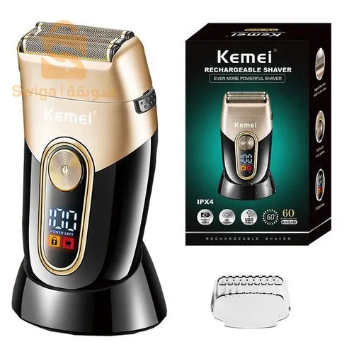 Kemei Rasoir Electrique Sans Fil Avec Socle De Charge - Lcd - Km 3209 - Noir