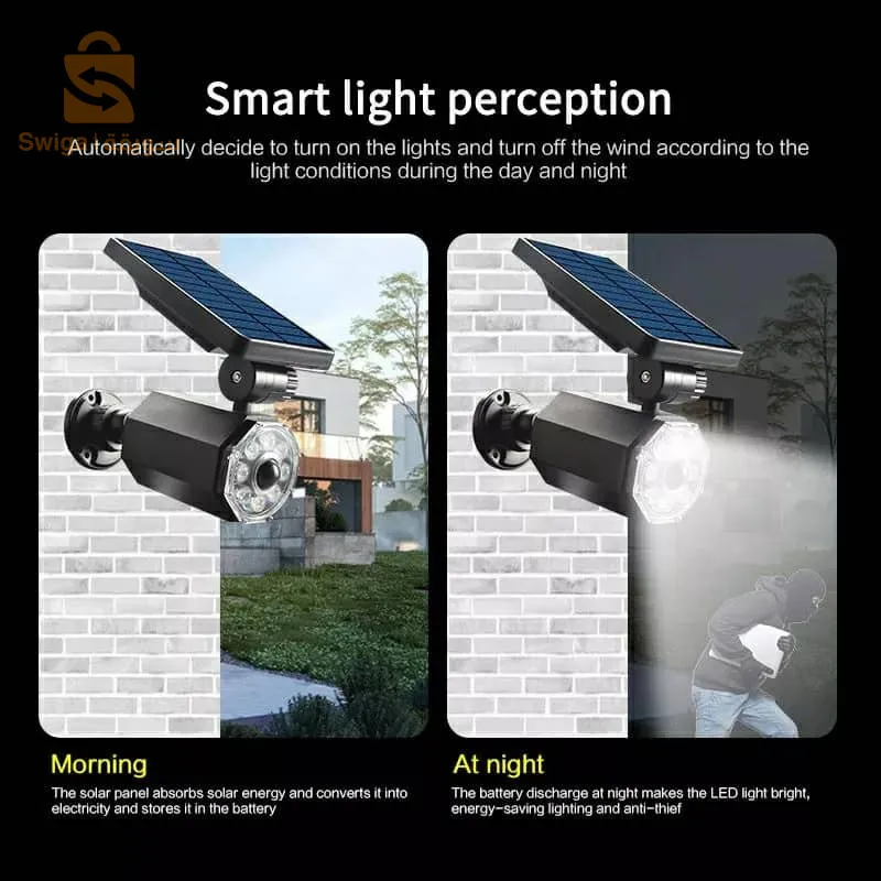 بروجكتر جداري بالطاقة الشمسية على شكل كاميرا مزود بكاشف حركة وكاشف نهاري وليلي$👍