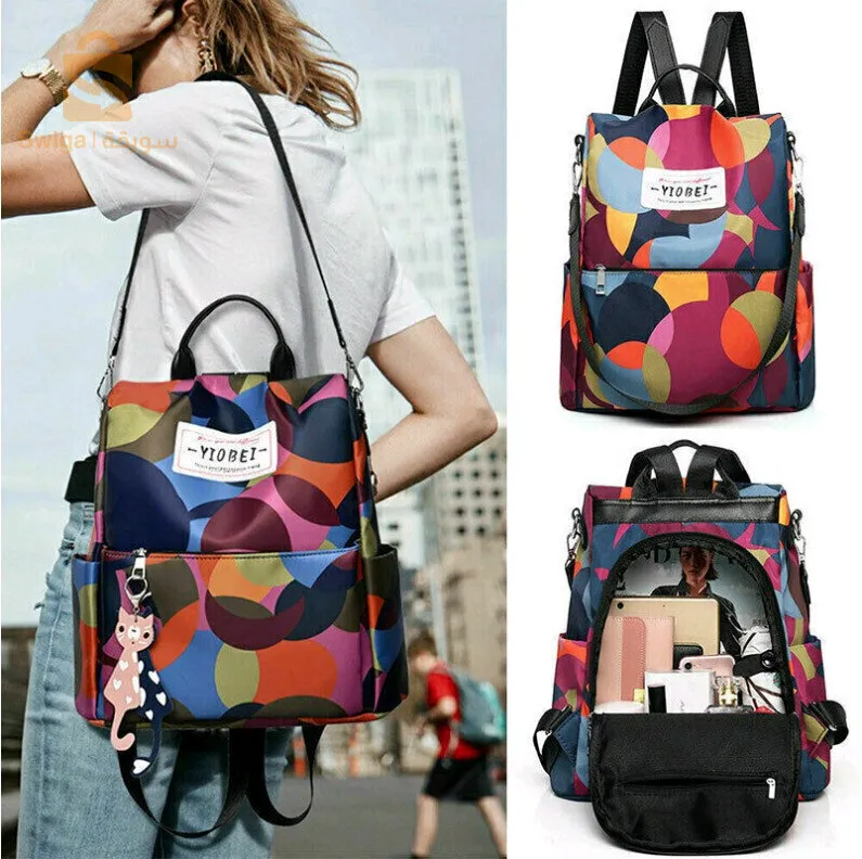 Sac à dos oxford Antivol étanche pour femmes – multicouleur – حقيبة ظهر أكسفورد مقاومة للماء ومضادة للسرقة للنساء$👍