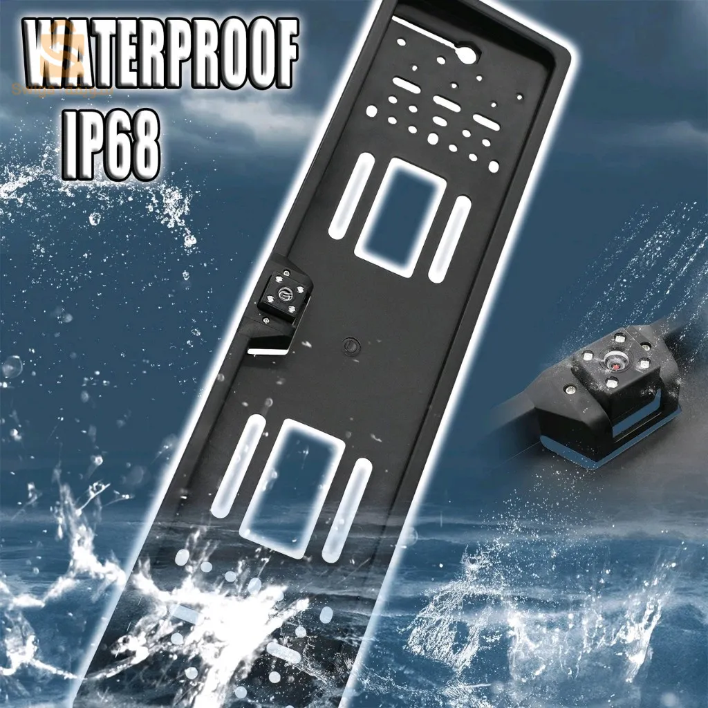 كاميرا الرؤية الخلفية للسيارة عالية الدقة، مع إطار لوحة ترخيص قياسي، مقاومة للماء، رؤية ليلية، 4 مصابيح LED$👍