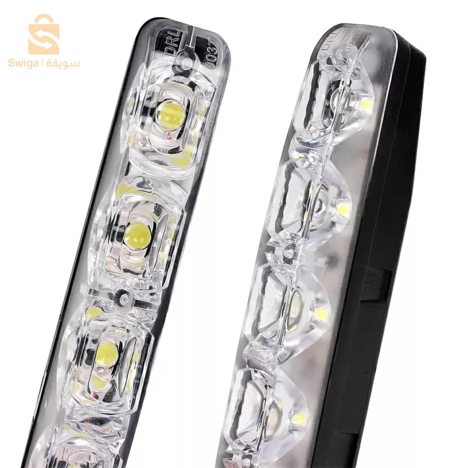 قطعتان من مصابيح النهار للسيارة العالمية 10 مصابيح LED DRL مصابيح الضباب فائقة السطوع تيار مستمر 12 فولت$👍