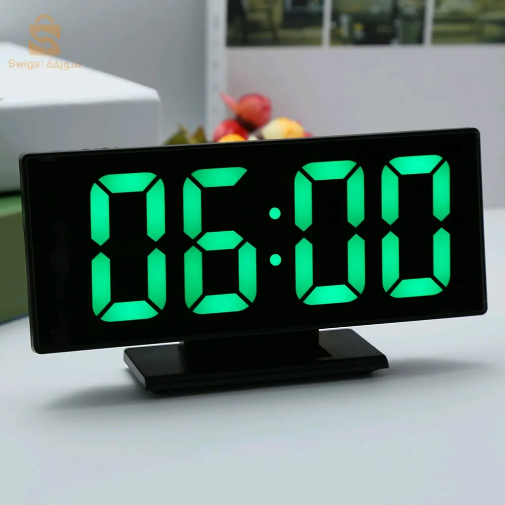 ساعة منبه رقمية بمرآة LED، ساعة إلكترونية DS-3618L$👍