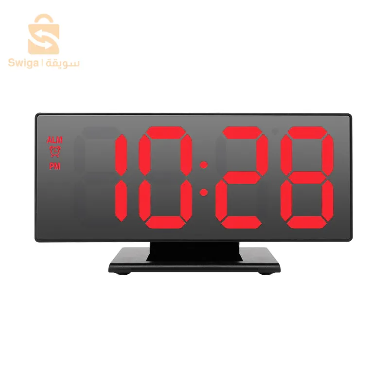 ساعة منبه رقمية بمرآة LED، ساعة إلكترونية DS-3618L$👍