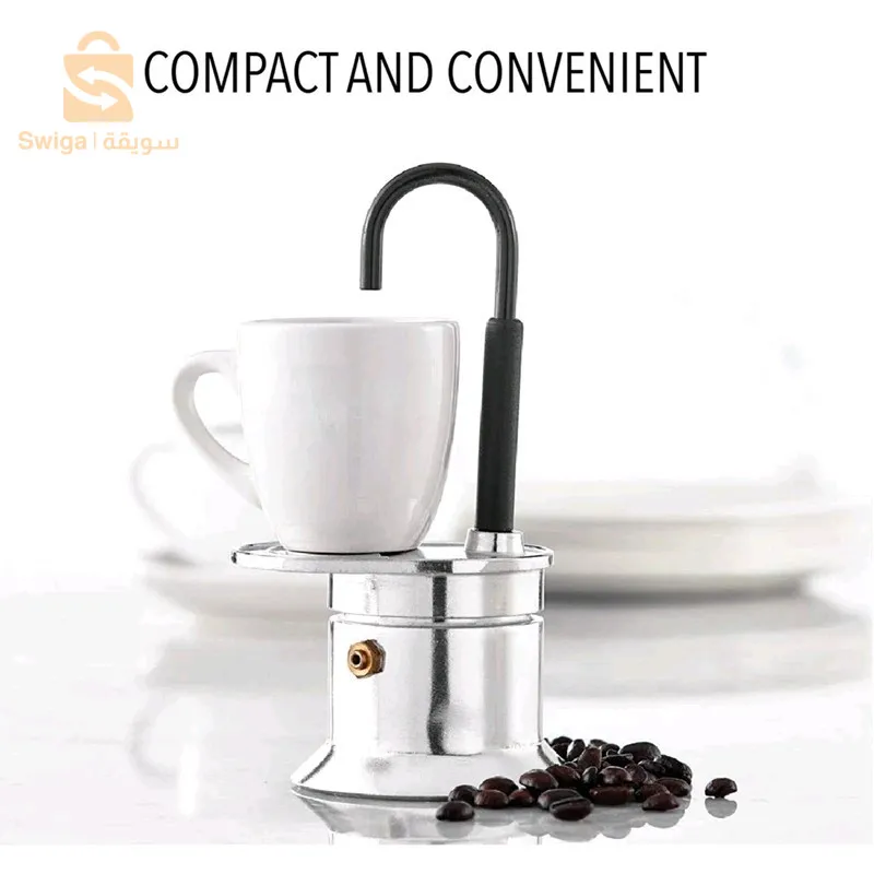 Cafetière Italienne Moka à Tube en Alliage d'Aluminium 50ml - ماكينة صنع قهوة الموكا الإيطالية بأنبوب من سبائك الألومنيوم$👍