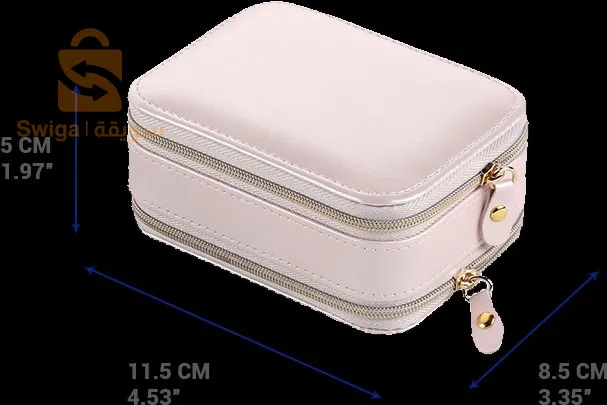 Trousse à bijoux en cuir PU anti-poussière à double couche avec miroir - منظم مجوهرات أنيق مزدوج الطبقات للسفر$👍