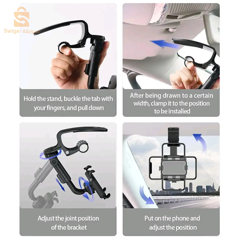 Support Smart-phone pour pare-soleil et tableau de bord de voiture