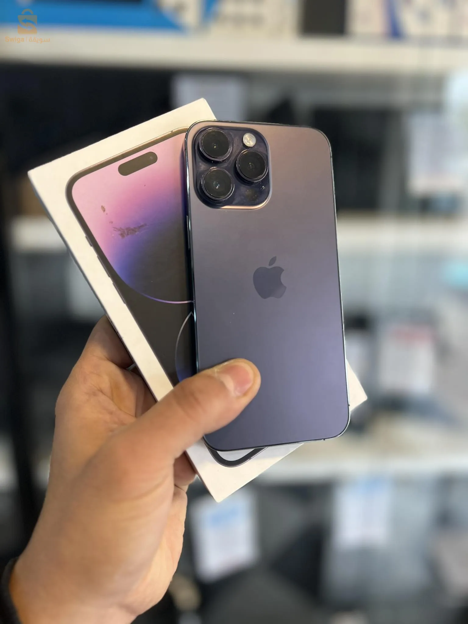 iphone 14 pro max purple avec boite 128gb batterie 93%