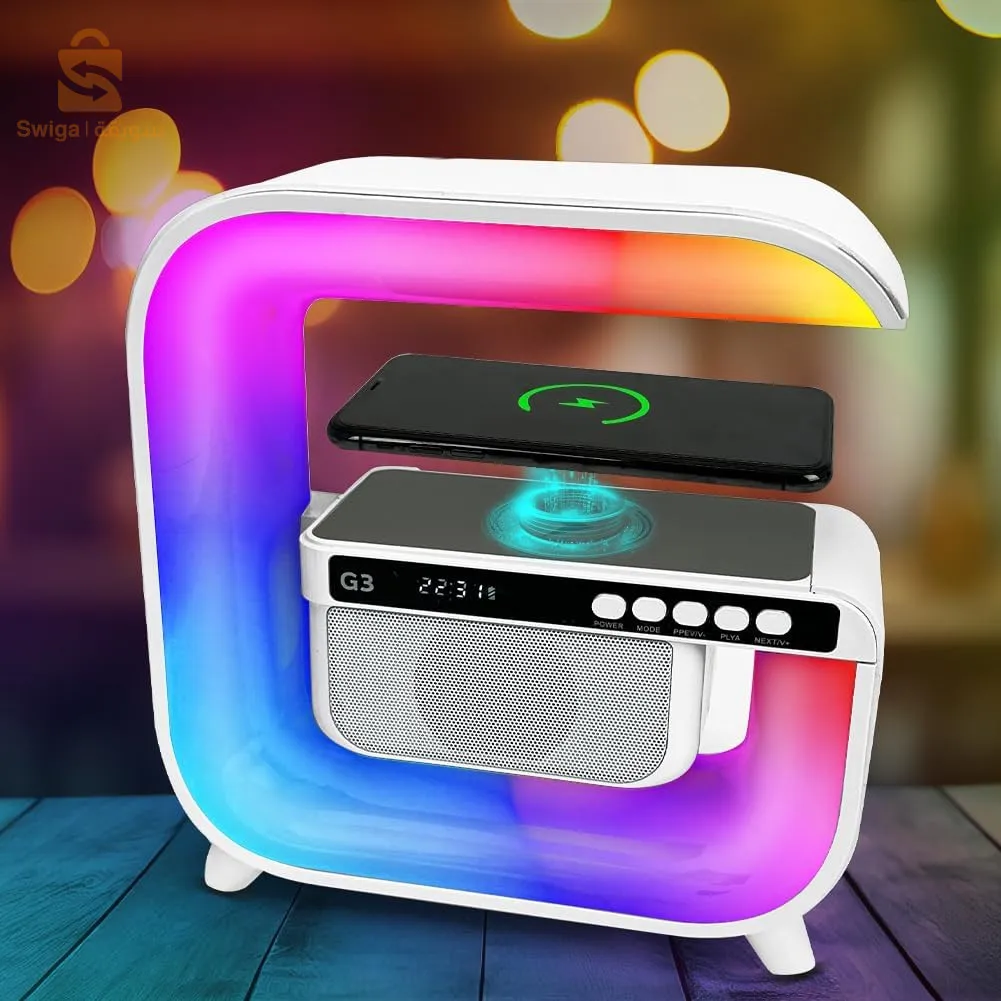 Réveil intelligente RGB type Big G Wireless Charger / Speaker Bluetooth 5.0 - منبه ذكي و شاحن لاسلكي ومكبر صوت بلوتوث$👍