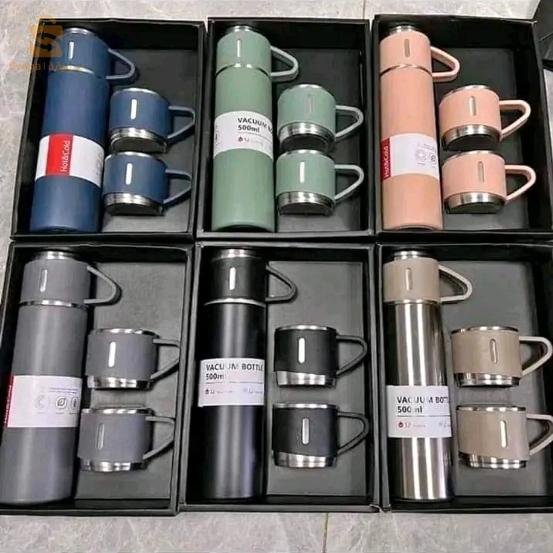 Ensemble de Tasses & Thermos Double Couche En Acier Inoxydable 500 mL$🤍🤍