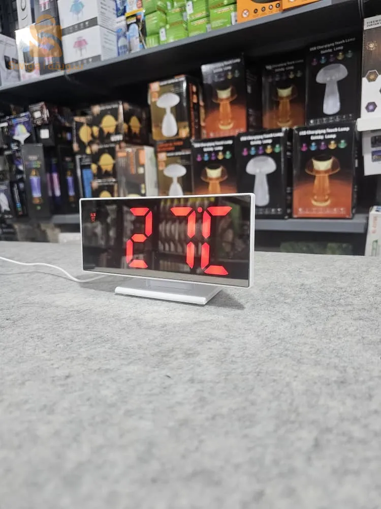 ساعة منبه رقمية بمرآة LED، ساعة إلكترونية DS-3618L$👍