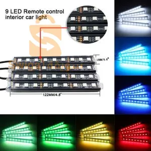 مصباح تزيين للسيارة متعدد الألوان مع جهاز تحكم عن بعد لاسلكي$👍