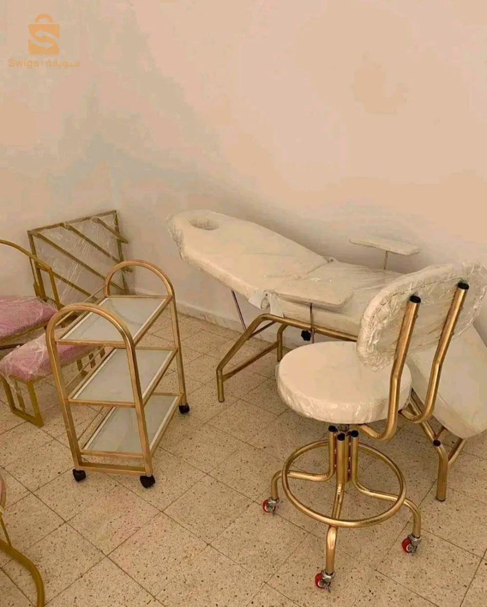 Pack relax chariot et chaise blanc et doré