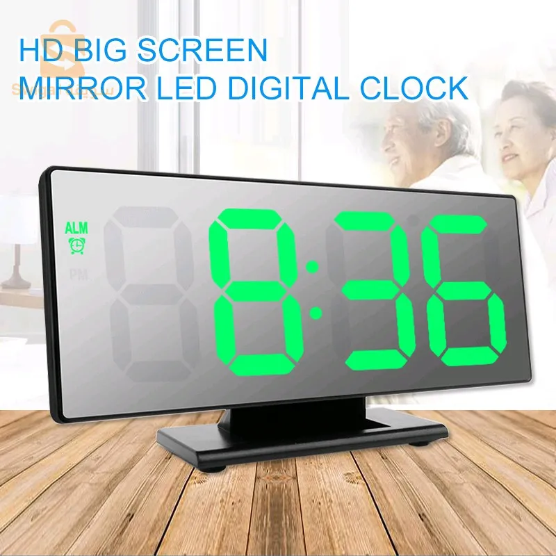ساعة منبه رقمية بمرآة LED، ساعة إلكترونية DS-3618L$👍