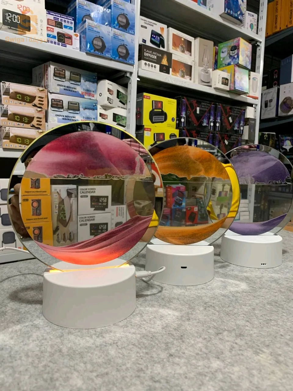 مصباح LED زجاجي رملي USB ثلاثي الأبعاد يعمل باللمس مع جهاز تحكم عن بعد$👍