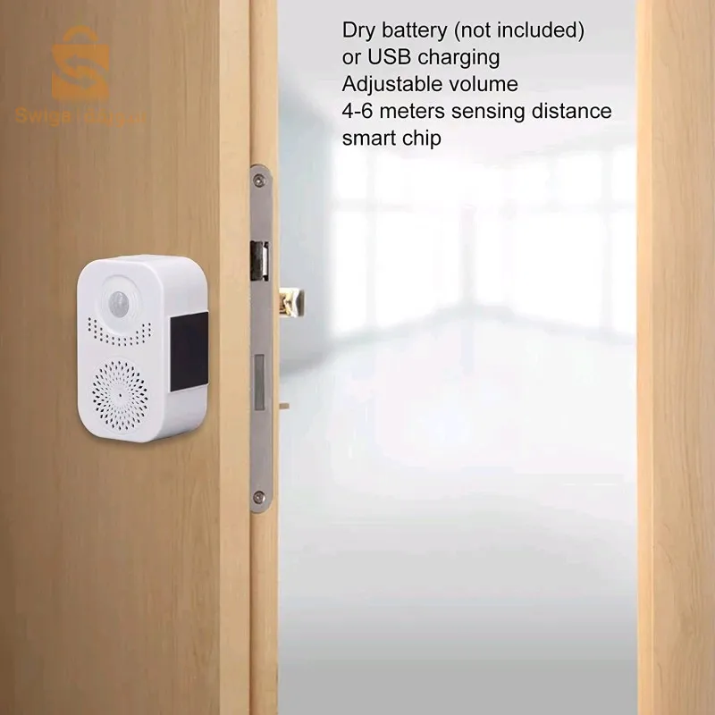 Sonnette d'entrée avec capteur de mouvement à infrarouge, voix réglable, lecteur Audio جرس باب المدخل مع مستشعر حركة بالأشعة تحت الحمراء ومشغل صوت قابل للتعديل$👍